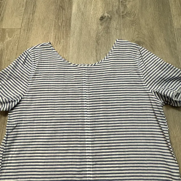 SUSINA Women's‎ Striped Short Sleeve Cotton Blouse Blue Size Medium M - Image 3