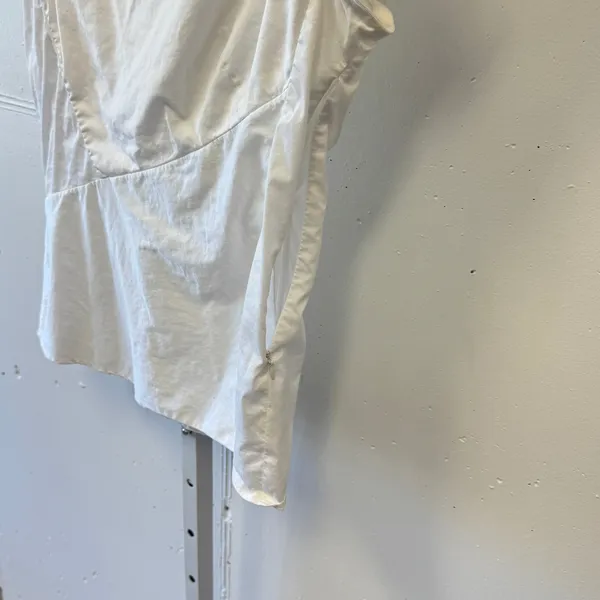 Le Sarte Pettegole White Cotton Blend V-Neck Wrap Blouse‎ Made in Italy Size 46 - Image 4