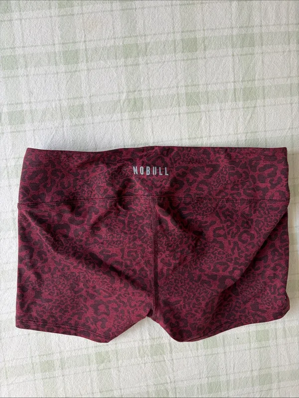 NOBULL Burgundy Leopard Print Running Shorts - Image 4