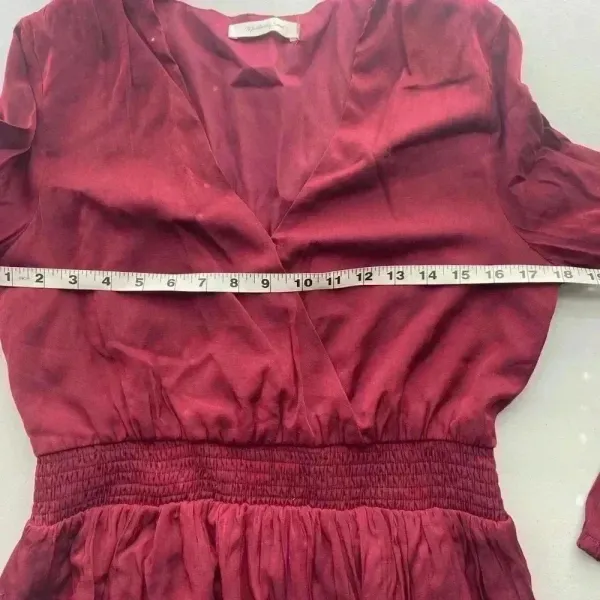 Mustard Seed Size Medium Burgundy Long Sleeve V-Neck Mini Party‎ Dress - Image 9
