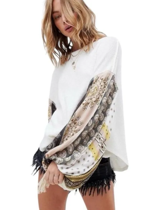 We The Free (Free People) "Blossom" Thermal Patchwork Sleeve Top - Image 3