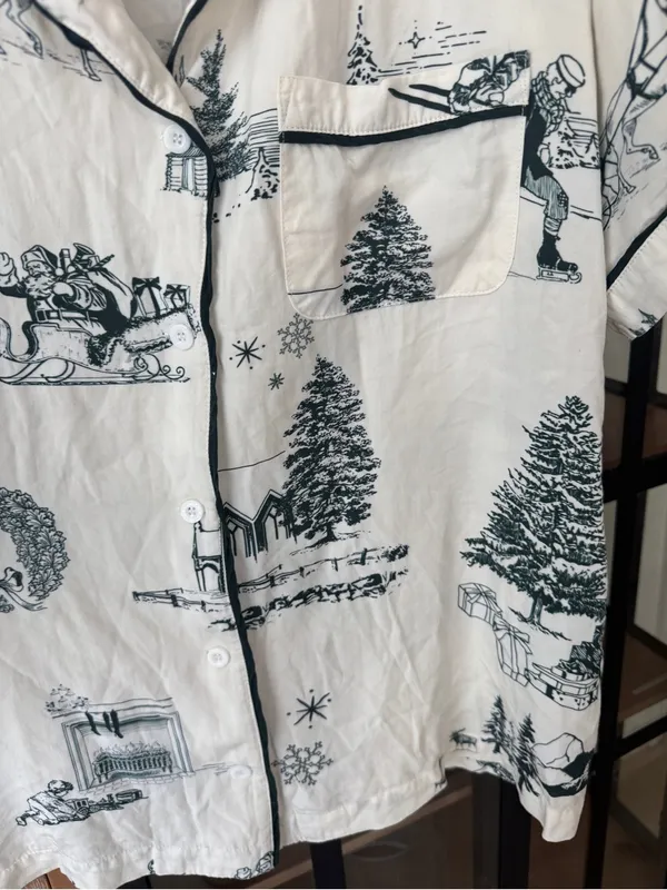 Katie Kime toile print holidays christmas winter pajamas top shirt short sleeve - Image 7