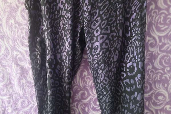 Victoria's Secret leopard print leggings in black and purple size 16/170/86a (XL). - Image 3