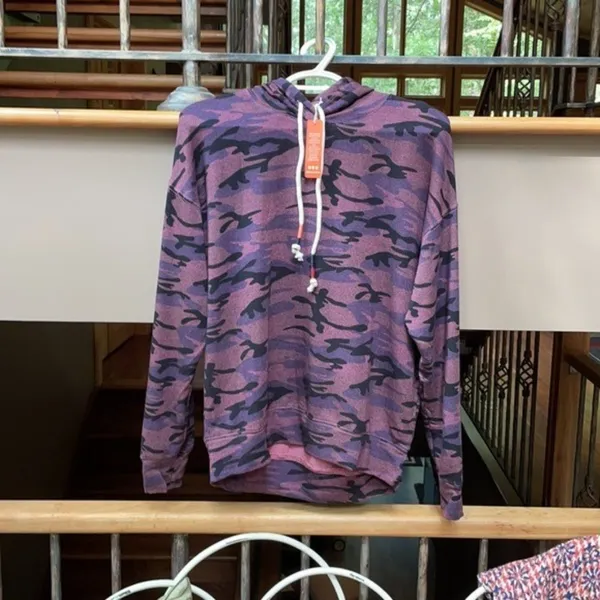 NWT Sundry Camo Boyfriend Hoodie in Plum 0‎ XS - Image 6