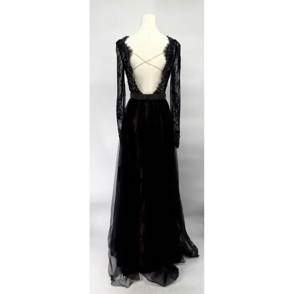 Sherri Hill 53565 Black Lace Open‎ Back Gown Size 4 NWT $750 - Image 7