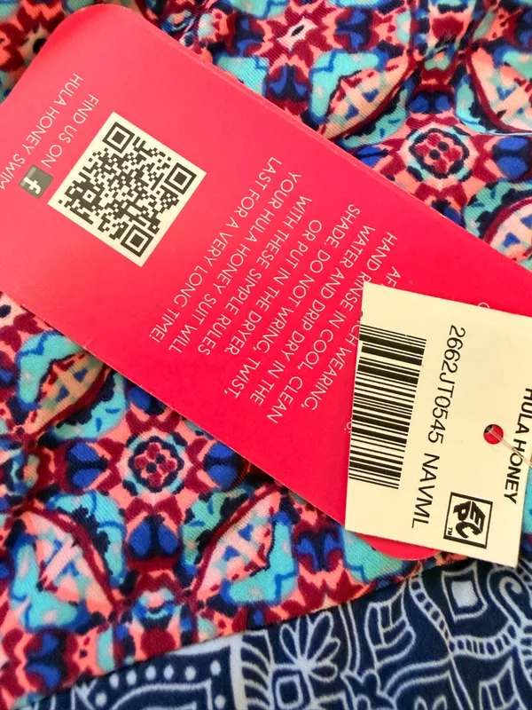 Hula Honey Bikini Top Size M Blue Pink Boho Halter Swim Top‎ NWT - Image 4