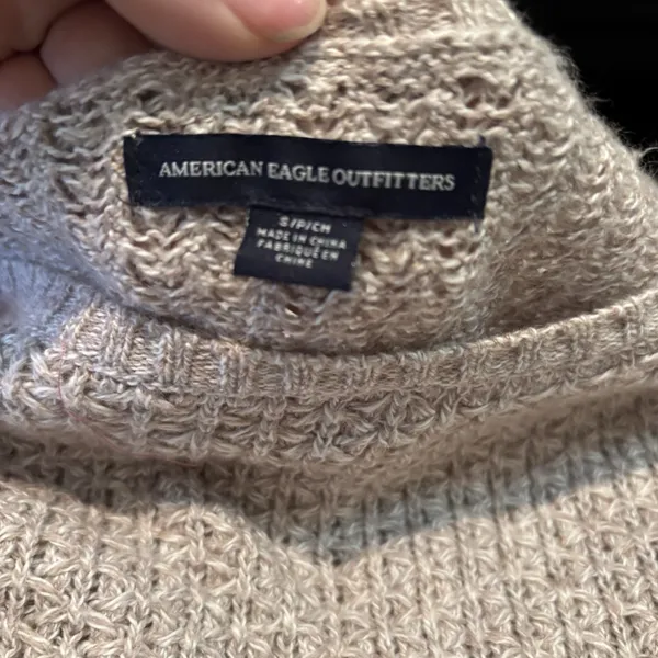 American‎ Eagle Knit Sweater Women's Small Beige Side Lace-Up Textured - Image 5