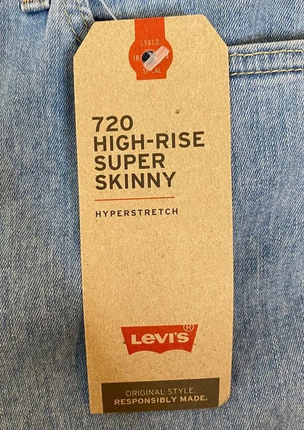 Levis 720 High Rise Super Skinny Jeans Light Wash Womens Size 6 M - Image 6