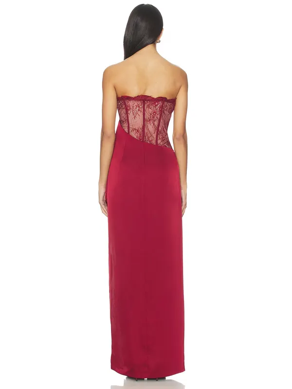 NBD Nalani Corset Maxi Dress in Oxblood - Image 2
