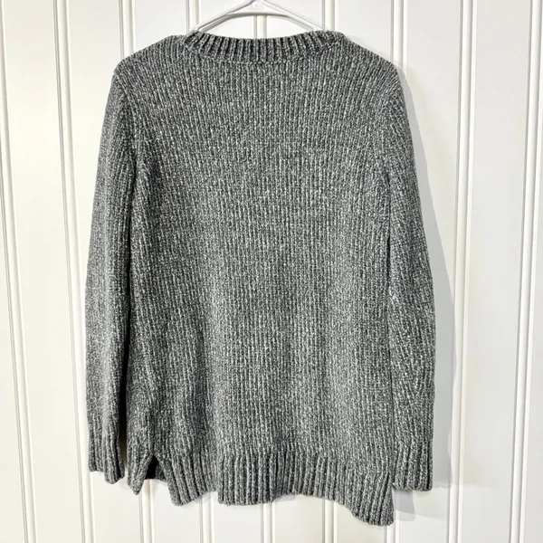 Orvis Sweater Chunky Knit Grey Long Sleeve‎ V Neck Pullover Size Small - Image 5