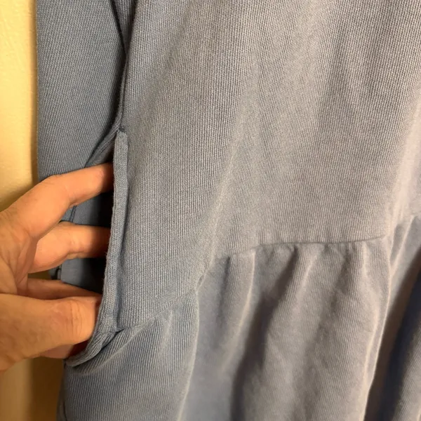 Aerie Women’s Weekend Tiered Dress Long‎ Sleeve 100% Cotton Cornflower Blue XS - Image 4