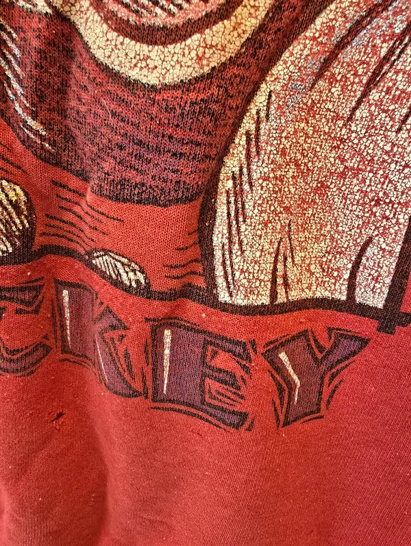 {XXL} Vintage Disney Mickey Mouse Sweatshirt Brazos Sportswear Red **flaws** - Image 7