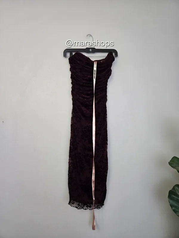 House Of CB Isadora Brown Cherry Devore Corset Dress - Image 4