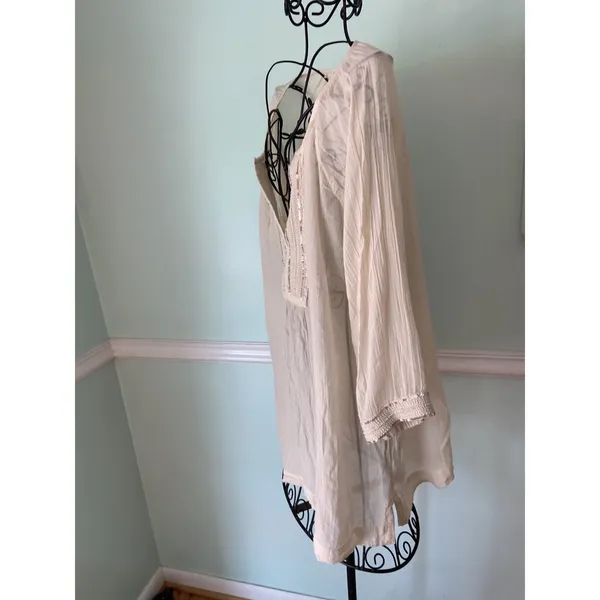 Athleta Mariana Tunic Sandcastle Cotton Beaded Sequined Size M‎ - Image 4
