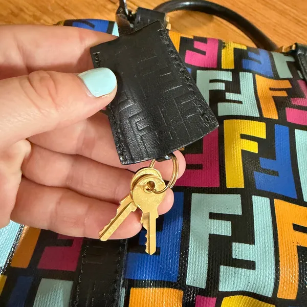 Fendi‎ Multicolor FF Zucca Boston Top Handle Satchel Bag with Lock & Keys - Image 3