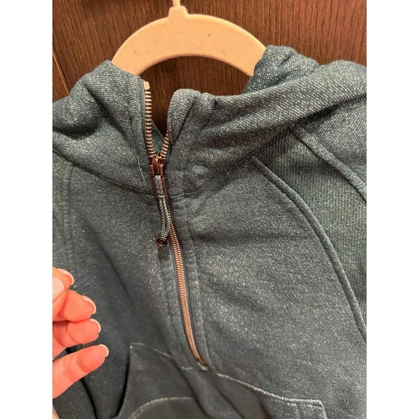 Lululemon‎ Scuba Oversized Half-Zip Hoodie in the sparkly Storm Teal color M-L - Image 2