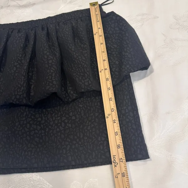Zara Size-XL Mini Skirt Black Jacquard Puffy Layer‎ - Image 5