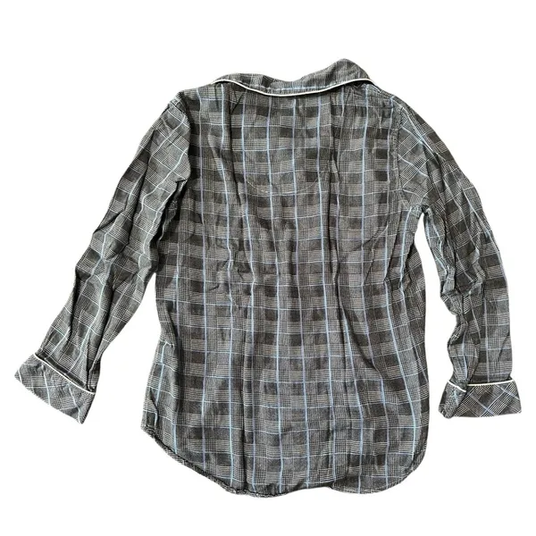 Lauren Ralph Lauren Size M Black Blue Plaid Long Sleeve Pajama Top & Bottom Set - Image 4