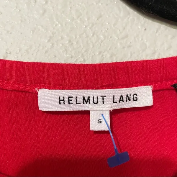 Helmut Lang Red Ribbed Knot Long Sleeve Slightly Cropped Sweater Womens S Casual - Image 3