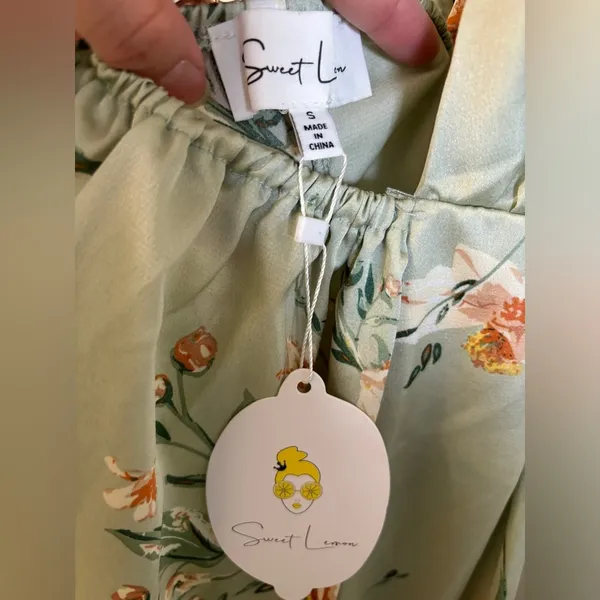 Sweet Lemon Dress Women's Small Sage Floral Sweet Visionaries Halter Open Back - Image 8