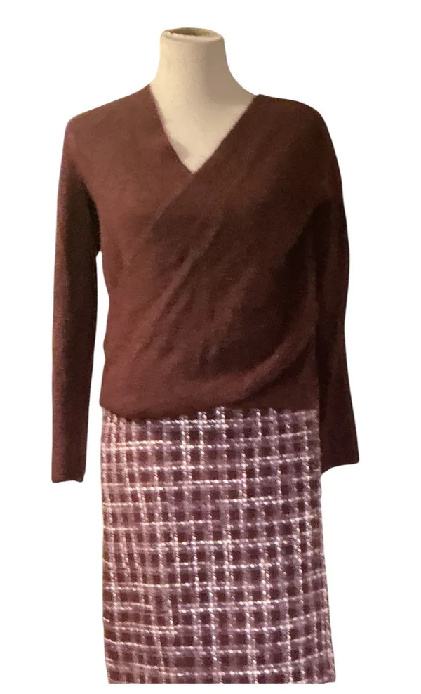 Calvin Klein Burgundy Faux-Wrap Knit Sweater - Image 2