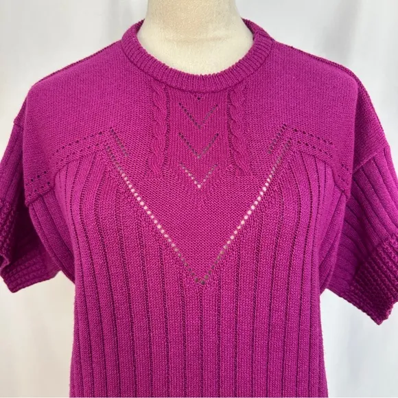 Vintage College Point Sweater Womens Medium Short Sleeve Round‎ Neck Made In USA - Image 2