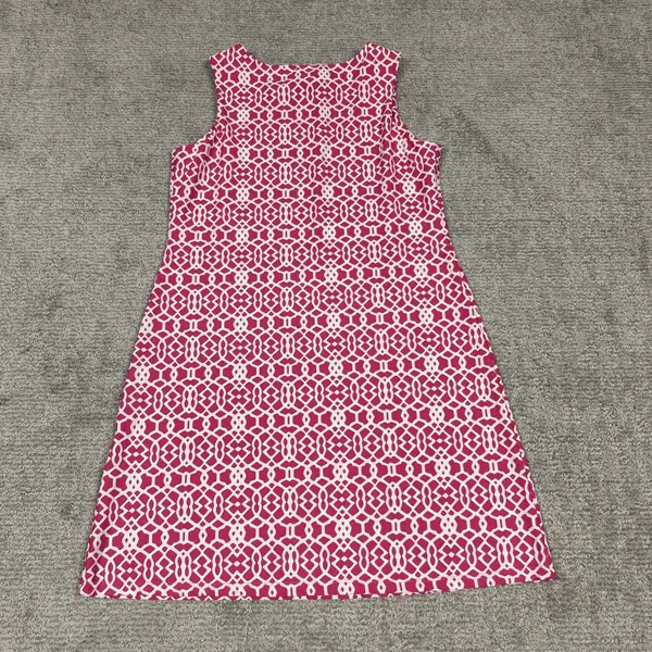 Jude Connally Dress Womens Large Pink White Geometric Sleeveless Shift Stretch - Image 6