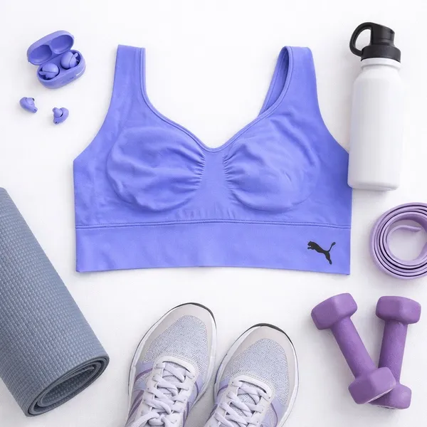 Puma Purple Seamless Wireless Sports Bra Women’s Large Athletic Activewear EUC - Image 9