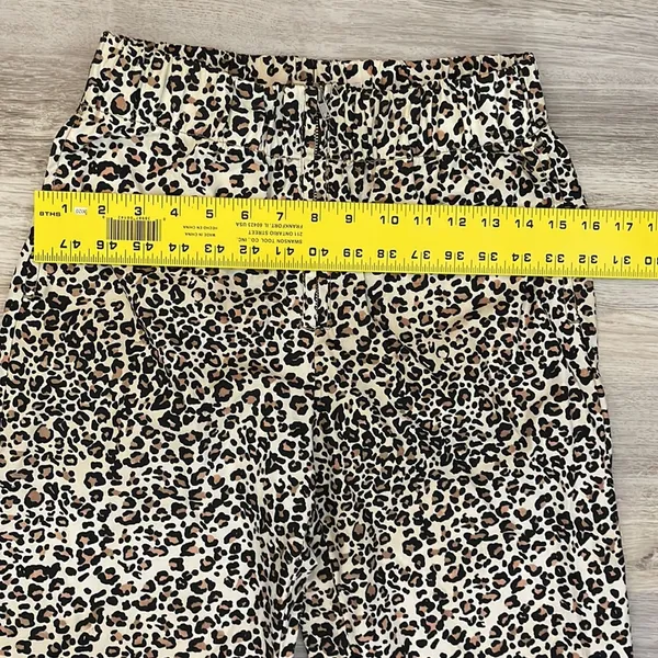 Urban Outfitters Leopard Print Elastic Waist Zip Front Straight Leg Pants XS - Image 12