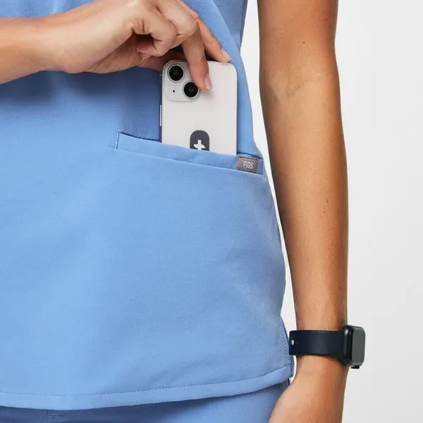 Figs Casma Three Pocket Scrub Top Size L Ceil Blue Hospital Uniform Nurse - Image 5