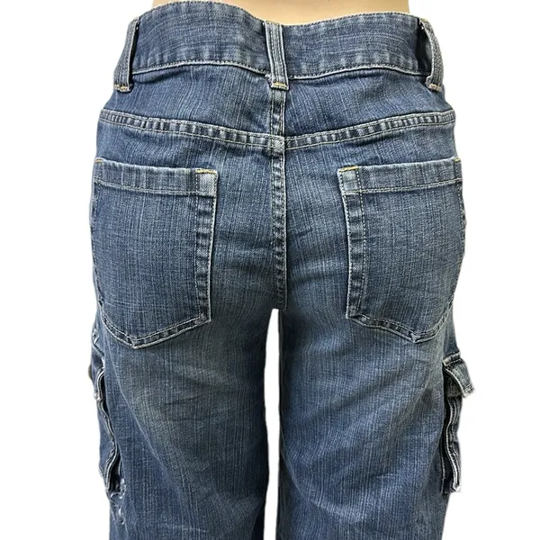 Bob Timberlake Denim Embroidered Wide Leg Cargo Denim Capri Blue Jeans Womens 10 - Image 7