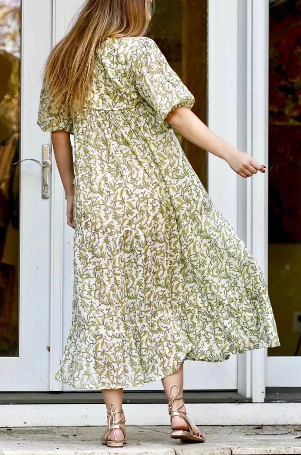 Green and White Floral Maxi Dress - Image 2