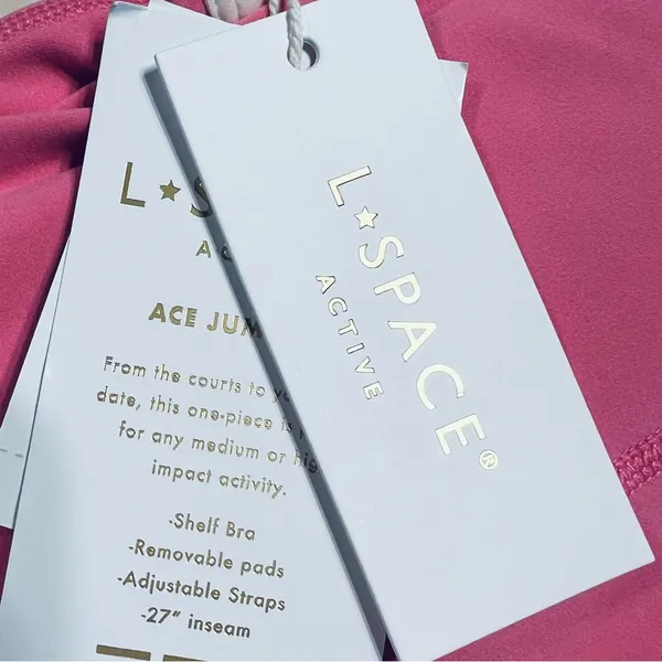 L*Space Ace Jumpsuit Pink Taffy & Cream Sporty Anthropologie Pilates Yoga Small - Image 12