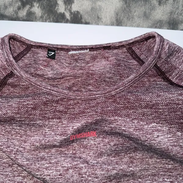 Gymshark Flex Cropped Top S/M Purple Vital Seamless Long‎ Sleeve Open Back Marl - Image 4