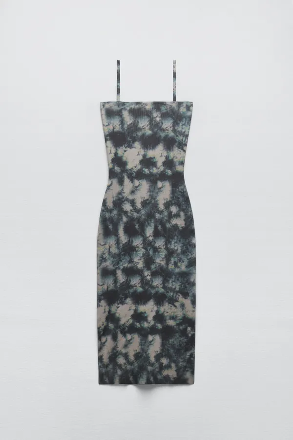 Zara dress midi fitted tie dye effect casual summer vacation - Image 7