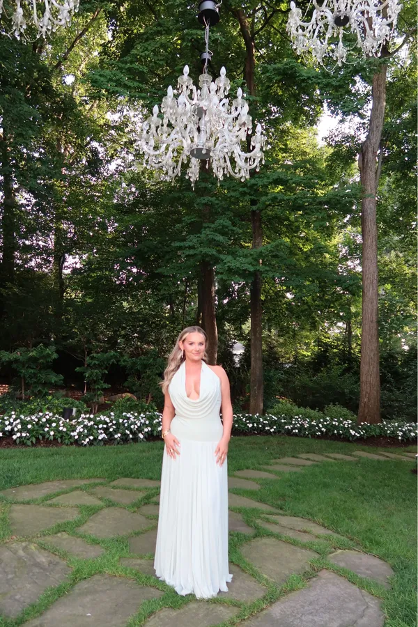 Verity | Green Cowl-Neck Maxi Dress With Sheer-skirt - Image 2