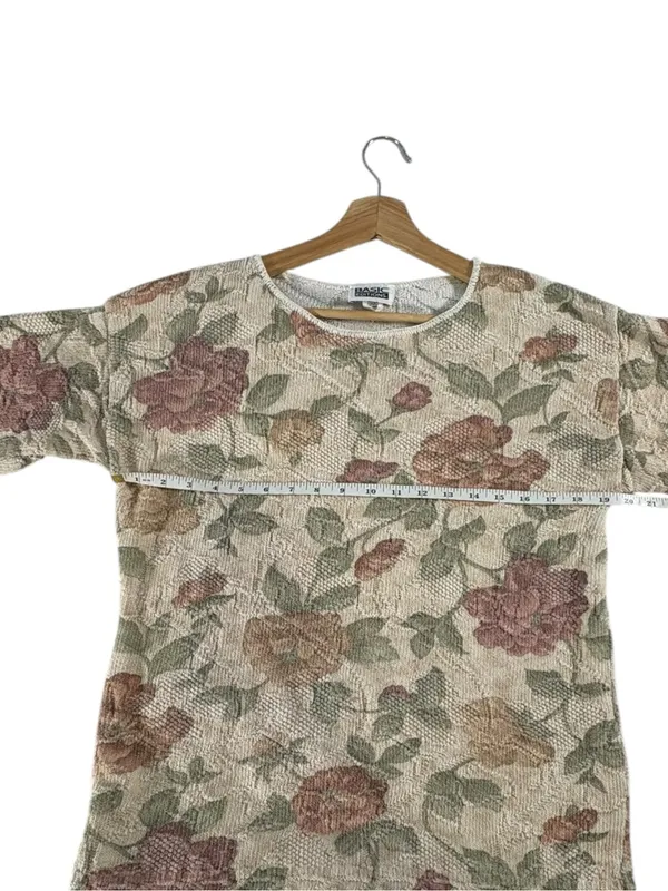 Vintage 90s Basic Editions Floral Tapestry Sweater Small Butter Mom Grannycore - Image 7