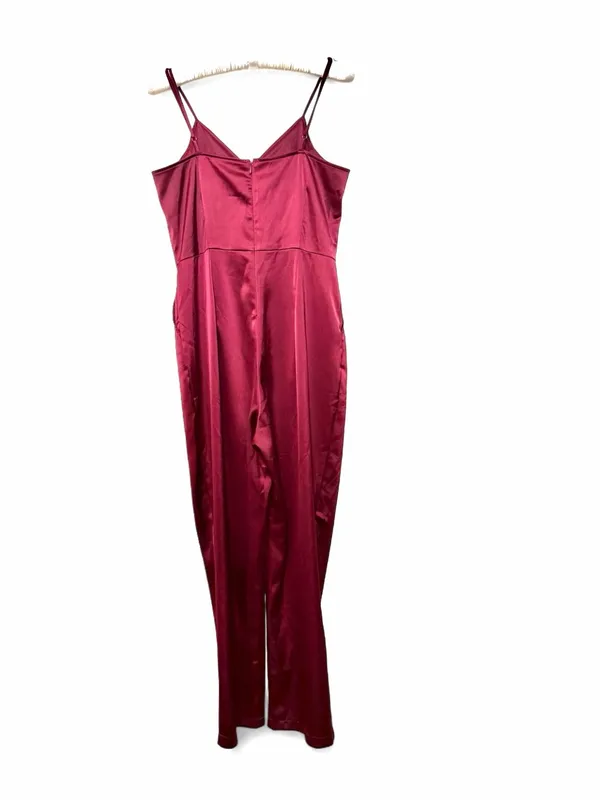 Lulus Women’s Touch of Heaven Burgundy Satin Sleeveless Jumpsuit size Large - Image 15