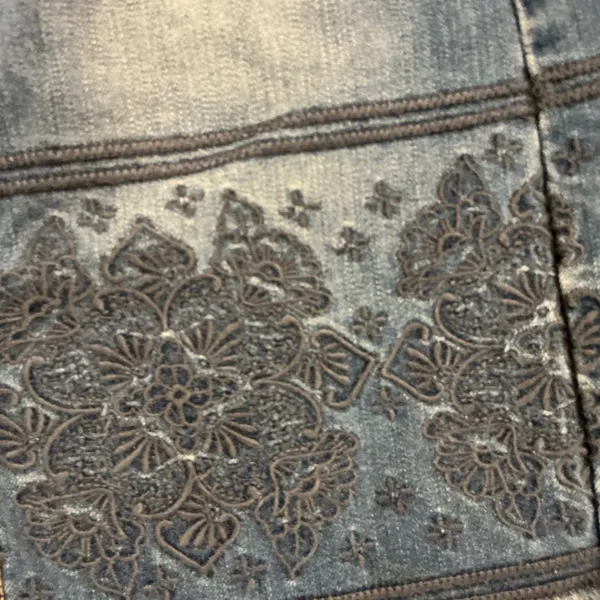 Stetson Denim Skirt Blue Embroidered Fringed Hem‎ Size 2 - Image 2