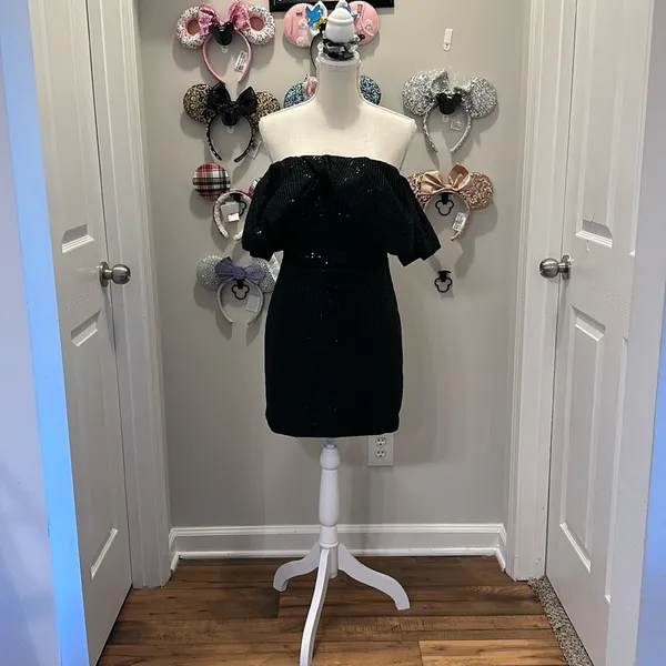DO+BE Black sequin strapless mini dress - Image 2