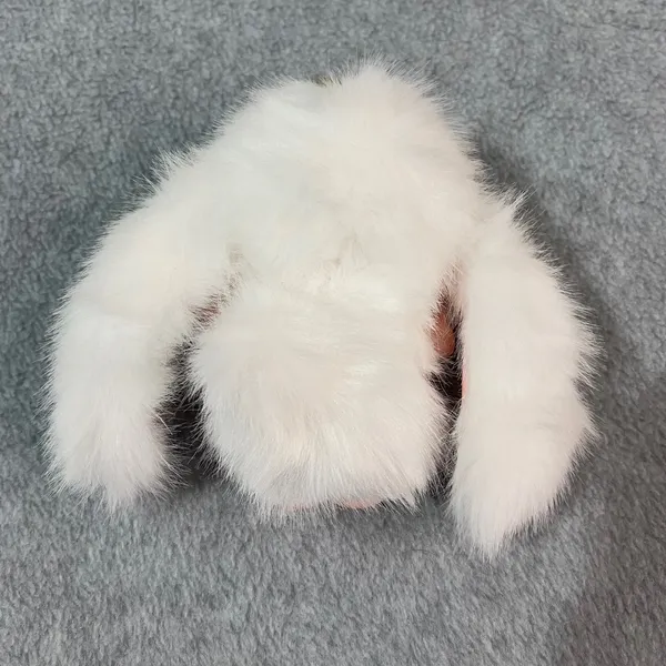 Easter Bunny Rabbit Keychain‎ Women White Faux Fur Bag Charm Kawaii Cute New - Image 3