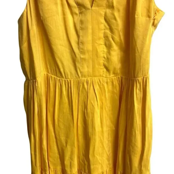 495. Antonio Melani sun yellow v neck Linen blend maxi dress size 4 - Image 4