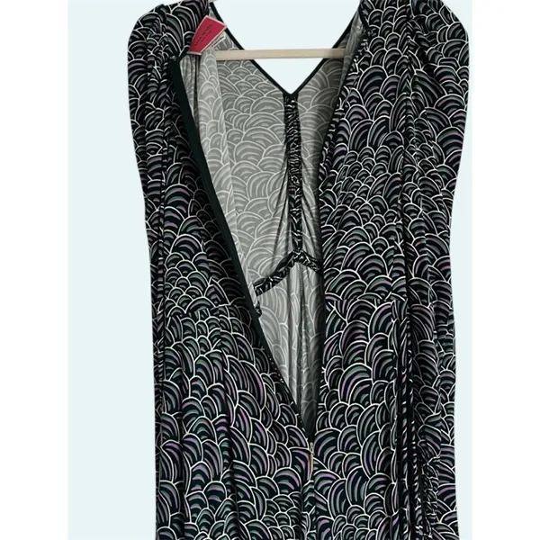 Kate Spade Long Puff Sleeve Maxi Dress Size 4 purple abstract pattern V neck - Image 6