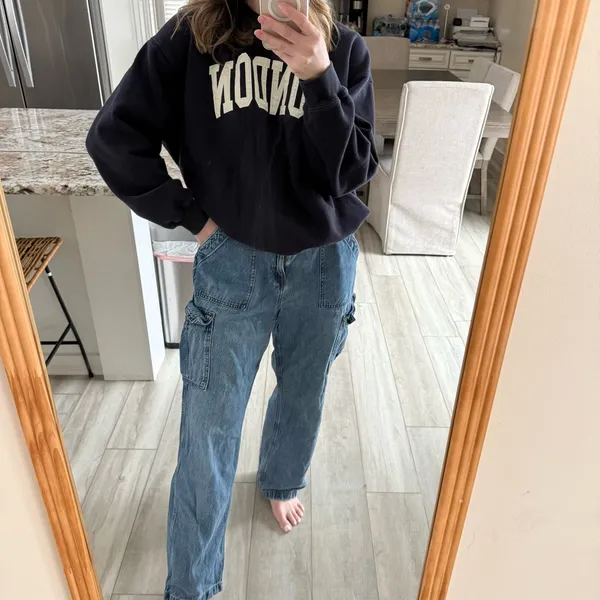 Aeropostale 90s Baggy Cargo Jeans Light Wash Wide Leg Utility Denim XL - Image 2