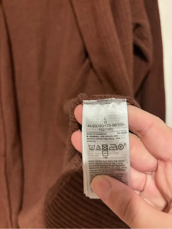 GAP Open-Front Merino Blend Cardigan Sweater Burnt Russet Brown size large - Image 5