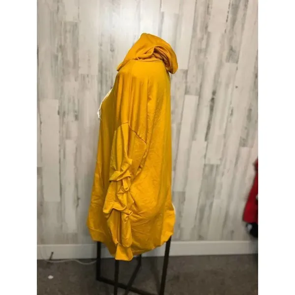 Ups & Downs Yellow Ruffle Sleeve Hoodie Dress Women’s 1X - Image 2