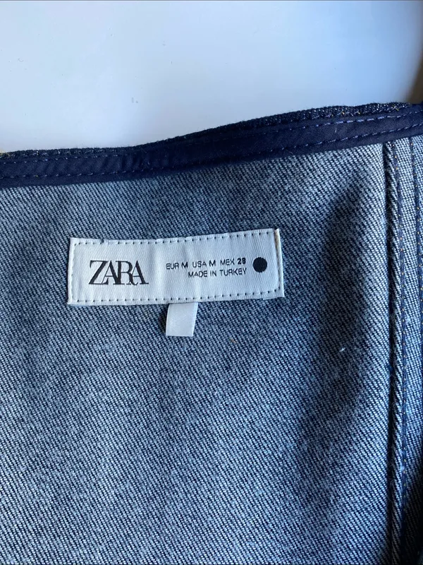 Zara Dark Indigo Denim Tank Top with Contrast Stitching - Image 3