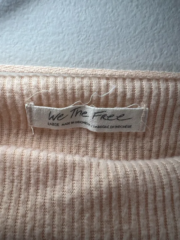 Free People We The Free Main Squeeze Hacci Balloon Sleeve Shirt Peach Slouchy Lg - Image 4