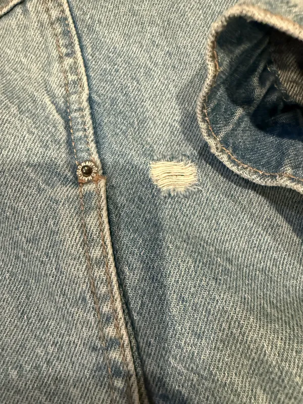 Old Navy Distressed Denim Jacket Light Wash - Image 6