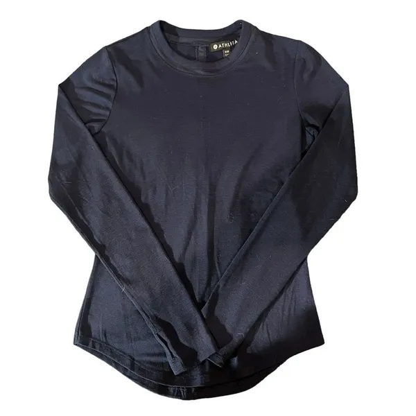 Athleta Top‎ Womens XXS Navy Blue Long Sleeve Crew Neck Performance Shirt - Image 2